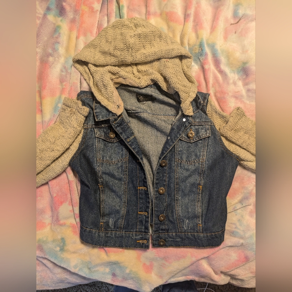 Ci Sono large jean jacket with hood